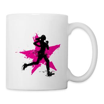 runner female with star - Mug blanc - blanc - Droite
