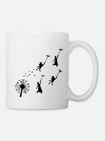 fliegender Löwenzahn - flying Dandelion - Tasse - Weiß