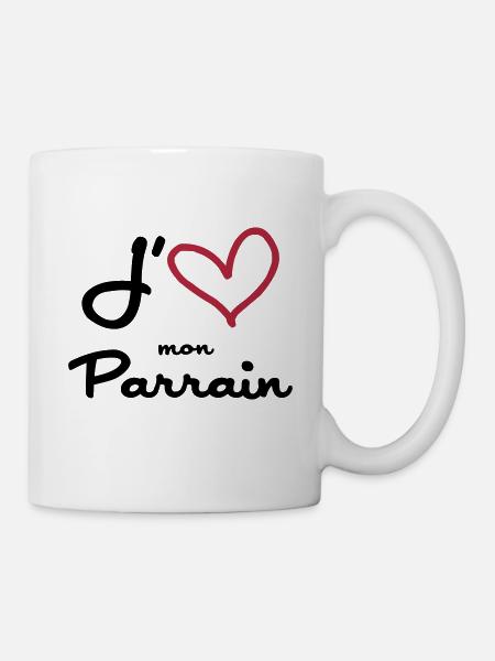 J'aime mon Parrain / Naissance / Bébé / Baptême - Mug blanc - blanc