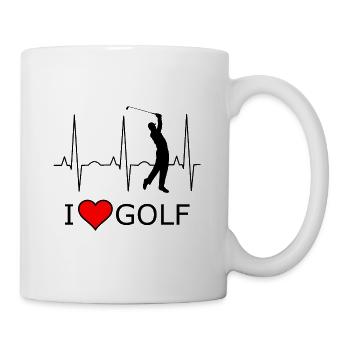 I love Golf Black Red Heart - Mug - white - Right