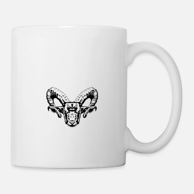 Triskele symbol Viking goat head Odin Thor - Mug - white