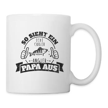 So sieht ein echt cooler Angler Papa aus Fischer - Tasse - Weiß - Rechts