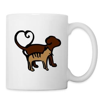Chien et chat coeur / chat - chien - coeur - animaux - Mug blanc - blanc - Droite