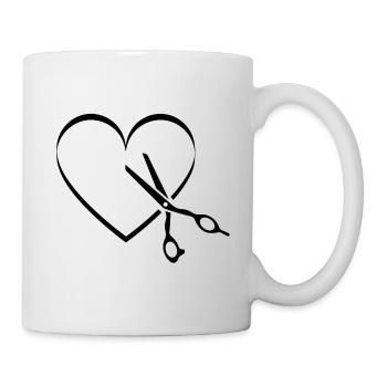 Friseur Friseurin Herz Schere - Tasse - Weiß - Rechts