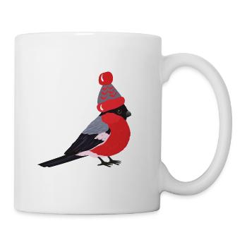 Vogel mit Mütze - Tasse - Weiß - Rechts