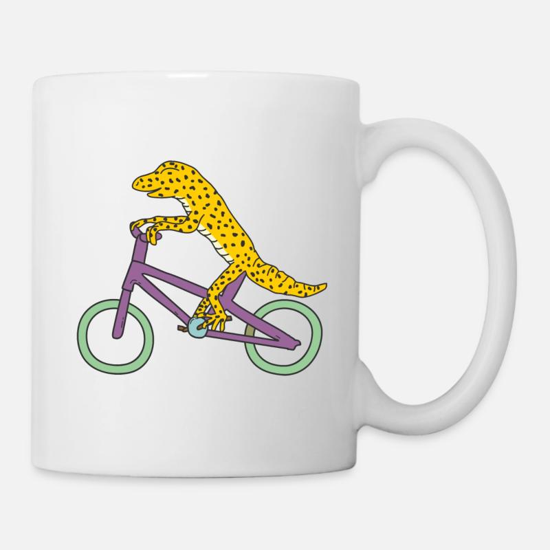 Lézards Leopardgecko fait du vélo - Mug blanc - blanc