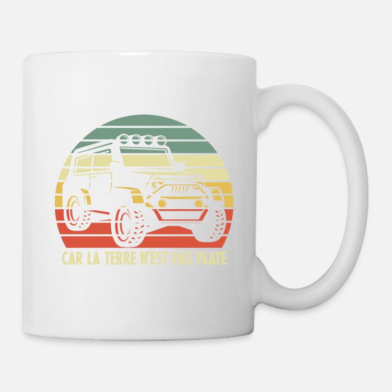 4x4 Rétro Coucher de soleil - Mug blanc - blanc