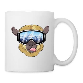 Alpaga avec masque de ski et paysage hivernal - Mug blanc - blanc - Droite