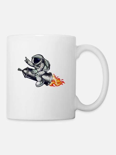 Graffiti astronaut with spray can rocket - Mug - white