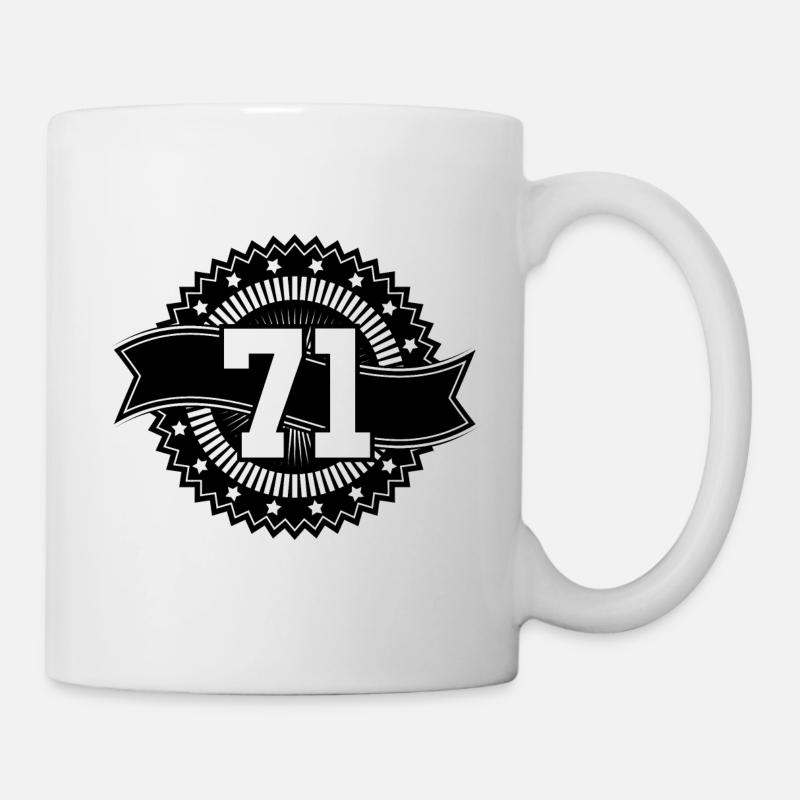 71 Zahl Emblem - Tasse - Weiß