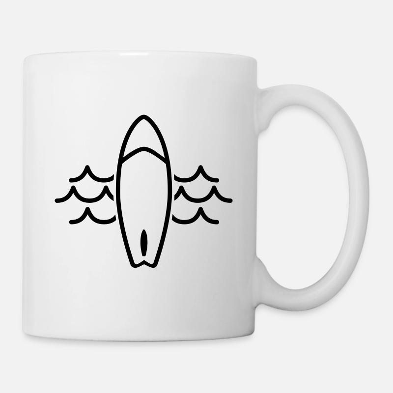 Vagues planche de surf surf surf surf - Mug blanc - blanc