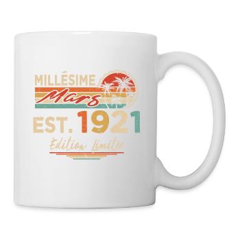 Millésime Né(e) Mars 1921 Cadeau Anniversaire - Mug blanc - blanc - Droite