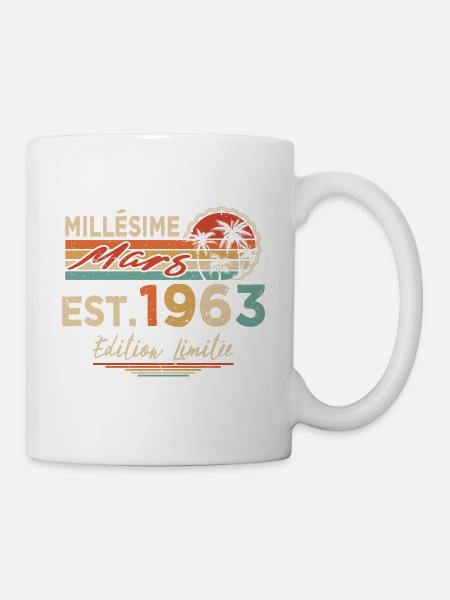 Millésime Né(e) Mars 1963 Cadeau Anniversaire - Mug blanc - blanc