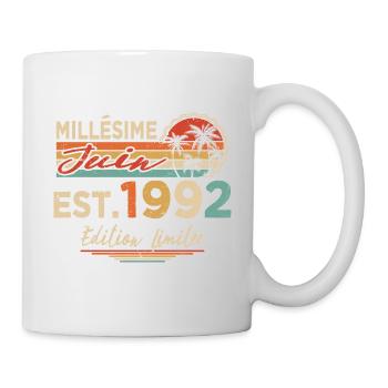Millésime Né(e) Juin 1992 Cadeau Anniversaire - Mug blanc - blanc - Droite