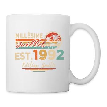 Millésime Né(e) Juillet 1992 Cadeau Anniversaire - Mug blanc - blanc - Droite