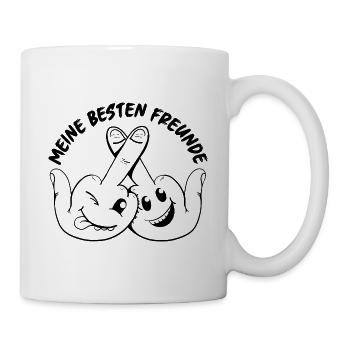 Cartoon Mittelfinger Beste Freunde Spruch Lustig - Tasse - Weiß - Rechts