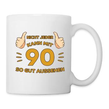 90. Geburtstag Geschenk 90 Jahre Fun Jahrgang - Tasse - Weiß - Rechts