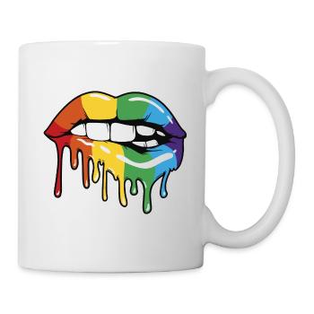 LGBT. Rainbow Lip. Pro Gay Pride Month LGBTQ - Mug - white - Right