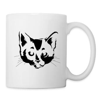 Katzen Gesicht schwarze Katze Katzen Haustiere - Tasse - Weiß - Rechts