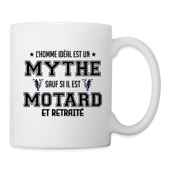 l'homme idéal est motard - Mug blanc - blanc - Droite