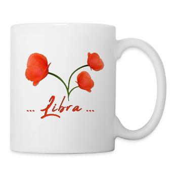 Waage Sternzeichen Waage Mohnblume Mohn - Tasse - Weiß - Rechts
