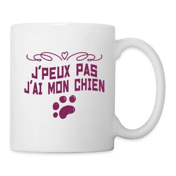 j'Peux pas j'ai mon chien - Mug blanc - blanc - Droite