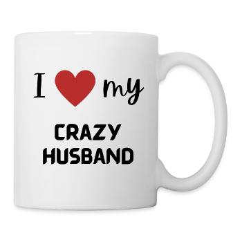 I love my crazy husband funny matching couple - Mug - white - Right