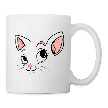 Mignon Cartoon Cat Face - Costume de chat - Mug blanc - blanc - Droite