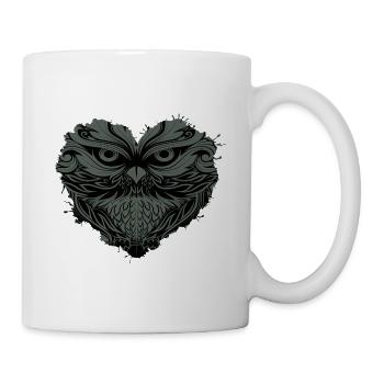 Eule "alte Eule" Eule im Herz - Tasse - Weiß - Rechts