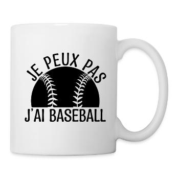 Je peux pas j'ai baseball. joueur de baseball. - Mug blanc - blanc - Droite