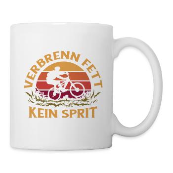 Fahrrad fahren Umweltschutz Sprit sparen Sport - Tasse - Weiß - Rechts