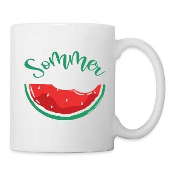 Sommer Sonne Strand Meeer Wassermelone - Tasse - Weiß - Rechts