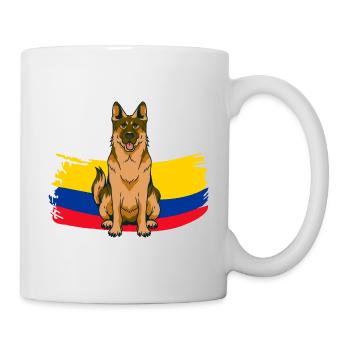Deutscher Schäferhund mit kolumbianischer Flagge - Tasse - Weiß - Rechts