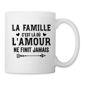 La Famille, C'est Là Où L'amour Ne Finit Jamais - Mug blanc - blanc - Droite