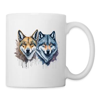 Aquarell Wilde Harmonie Dingo und Wolf - Tasse - Weiß - Rechts