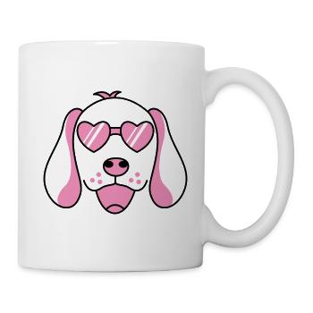 A funny dog with red rose glasses Dogs - Mug - white - Right