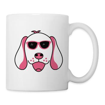 Ein lustiger Hund mit der rosa roten Brille Hunde - Tasse - Weiß - Rechts