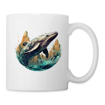 Whale - stylish, modern, abstract - whale art - Mug - white - Right
