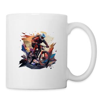 Cooles Mountainbiker T-Shirt Design, Polygon Style - Tasse - Weiß - Rechts