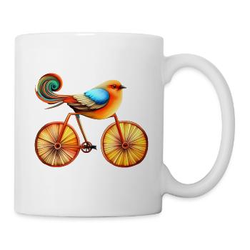 Magic life with bird on a bicycle, inspire art - Mug - white - Right