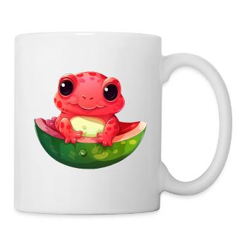 Axolotl extraterrestre rouge kawaii avec pastèque - Mug blanc - blanc - Droite