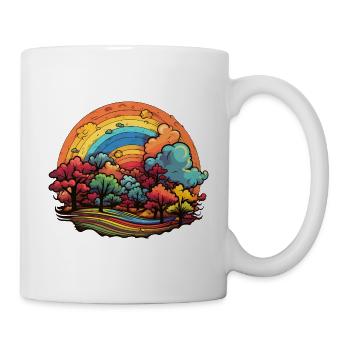 Herbstfarben-Pracht: Regenbogen aus Laub - Tasse - Weiß - Rechts