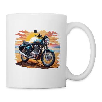 Vintage Motorrad Sonnenuntergang Retro Bike Design - Tasse - Weiß - Rechts