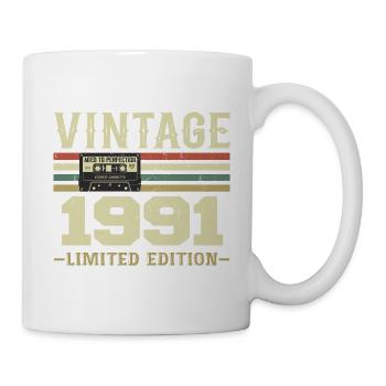 Jahrgang 1991 Retro 1991 Geburtstagsgeschenk - Tasse - Weiß - Rechts