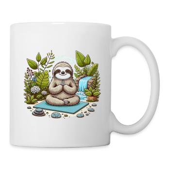 Yoga Relax Faultier Entspannen Chillen - Tasse - Weiß - Rechts