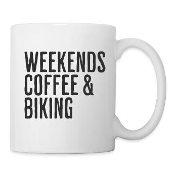 Coffee & Bike Wochenende Radfahren Humor - Tasse - Weiß - Rechts