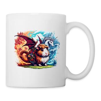 Fantasiewesen Drache Meerschweinchen Einhorn - Tasse - Weiß - Rechts