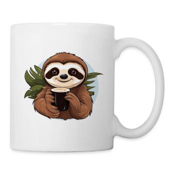 Niedlicher Faultier Entspanntes Tier Kaffeebecher - Tasse - Weiß - Rechts