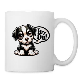 Süßer Welpe "Hey du!" - Tasse - Weiß - Rechts