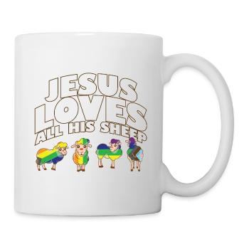 Fier allié Jésus aime tous ses moutons LGBTQ Gay - Mug blanc - blanc - Droite